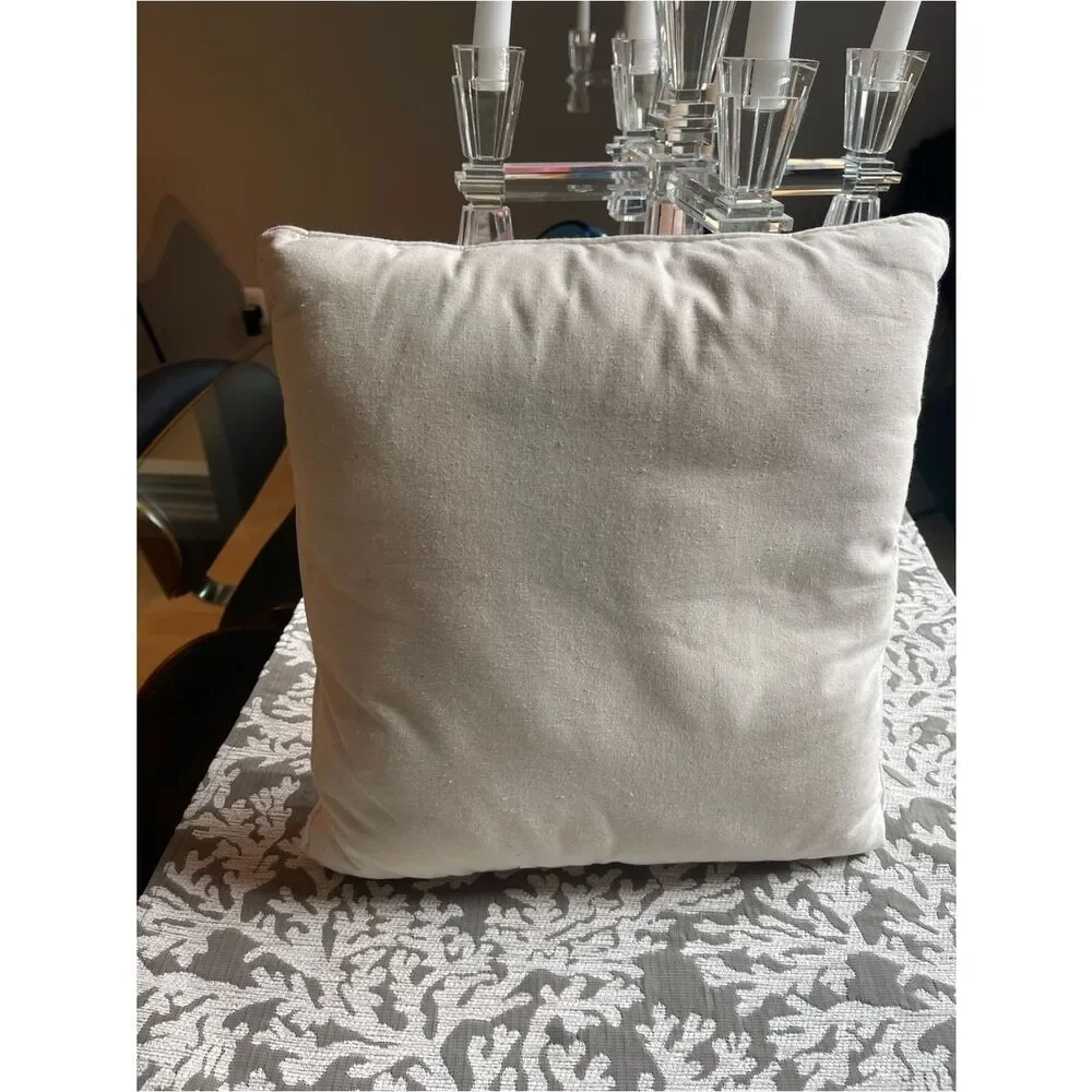 Embroidered Botanical Throw Pillow - Cream